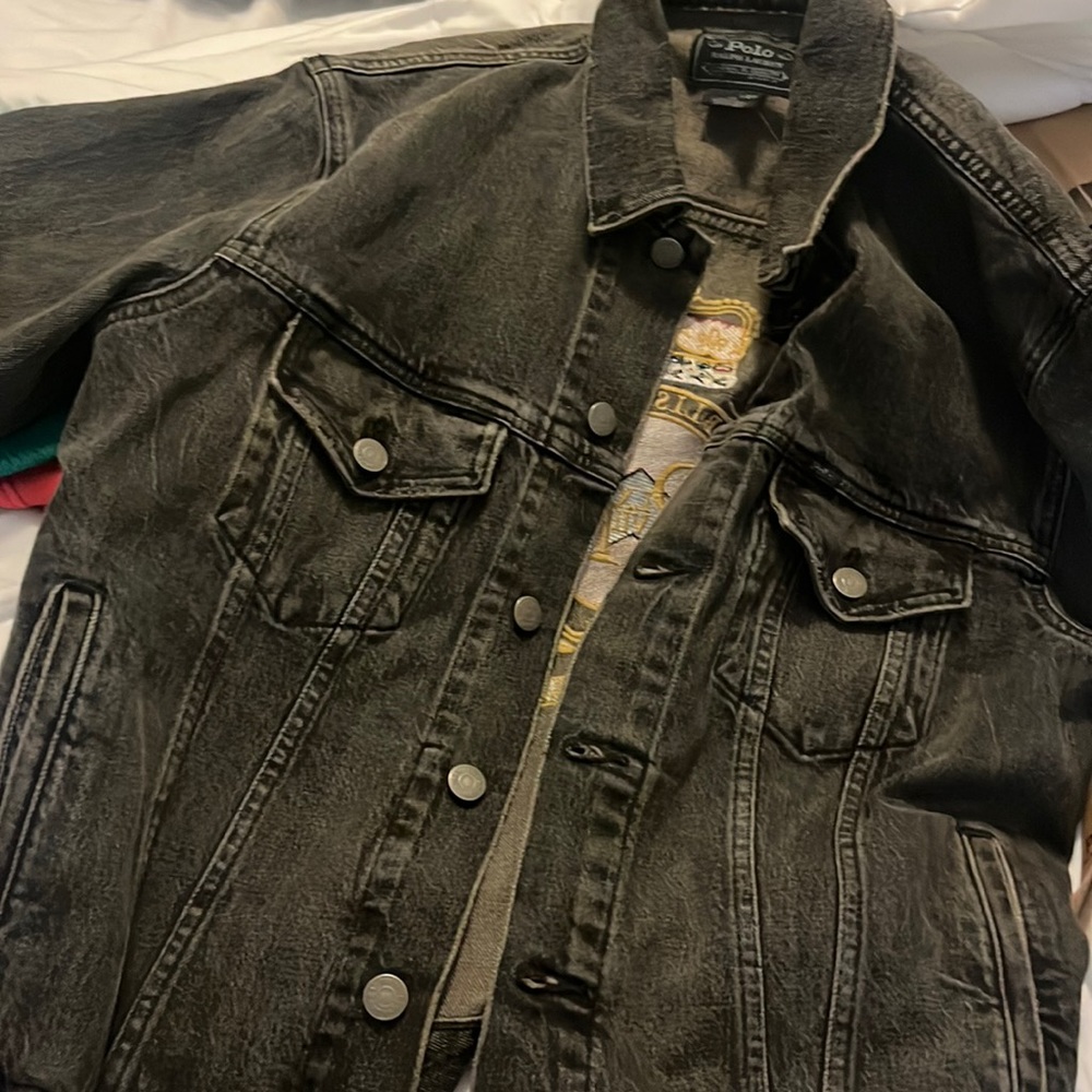 Polo Ralph Lauren Gold Crown Crest Stretch Trucker Denim Jean Jacket Men’s